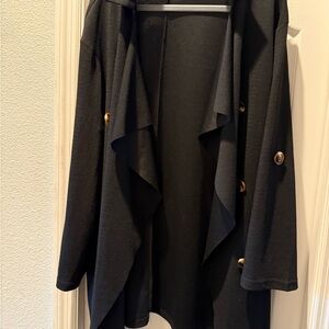 SHEIN Black Pea Coat with Gold Buttons